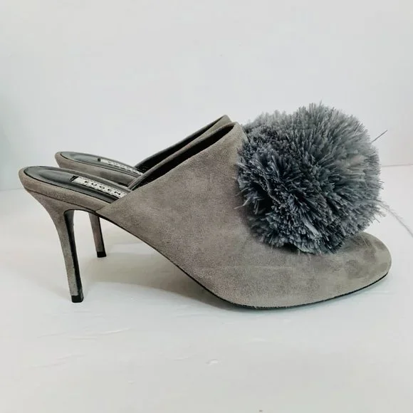 EUGENIA KIM POM POM SUEDE UPPER MULES MADE IN ITALY - Picture 3 of 10
